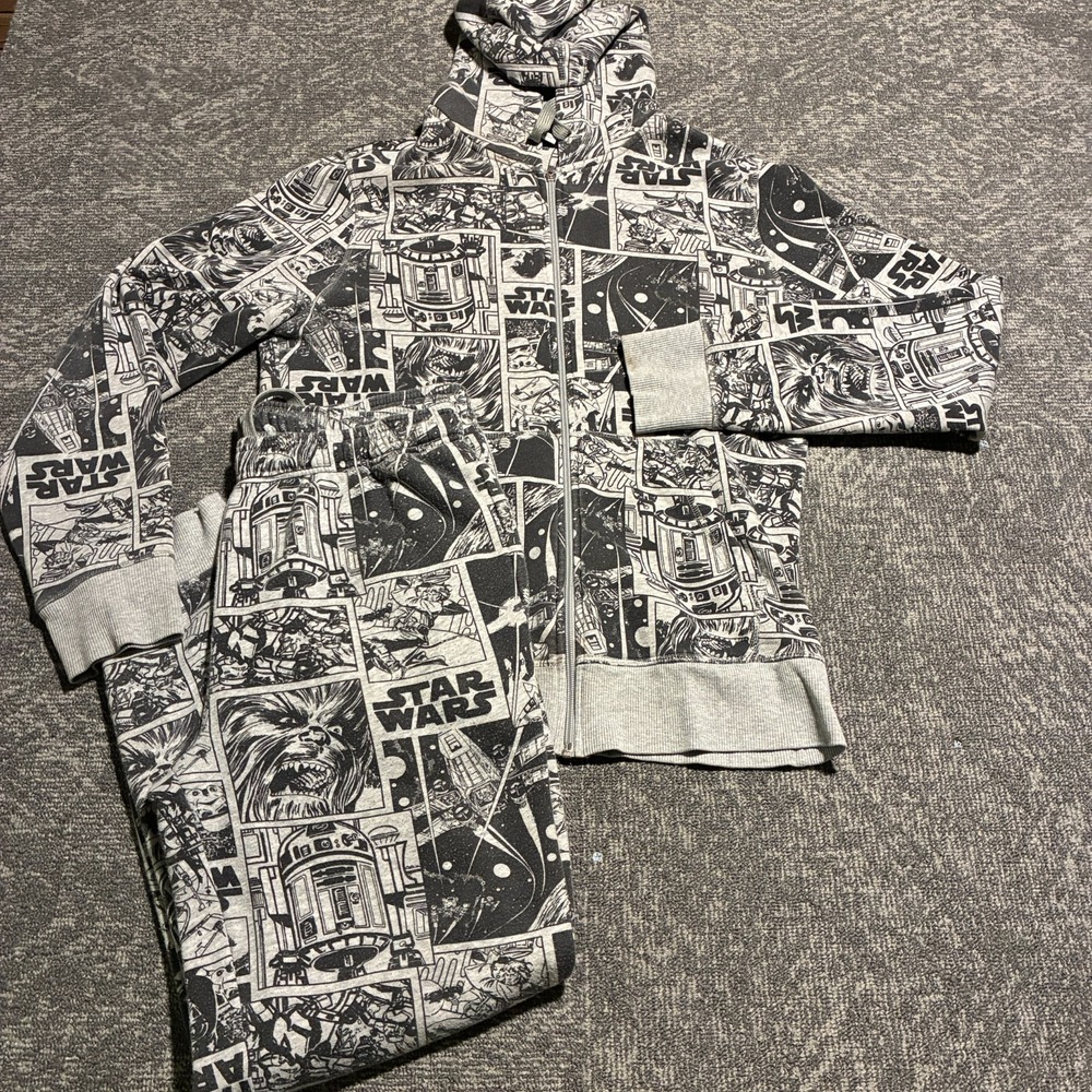 Star Wars Comic Print Fleece Hoodie Jogger Set Mens Medium